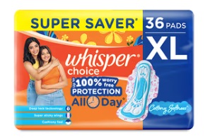 WHISPER CHOICE ALL DAY PADS XL UNIT 36