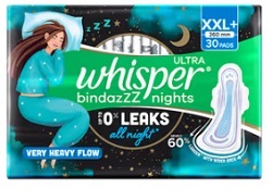 WHISPER BINDAZZZ NIGHTS XXL+ PADS UNIT 30