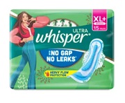 WHISPER NO GAP NO LEAKS XL+ PADS UNIT15