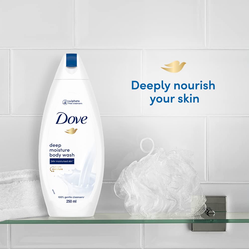 DOVE DEEP MOISTURE BODY WASH 250ML FREE LOOFAH