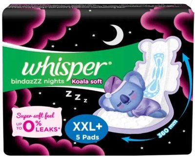 WHISPER BINDAZZZ NIGHTS KOALA SOFT XXL+ PADS 5PCS