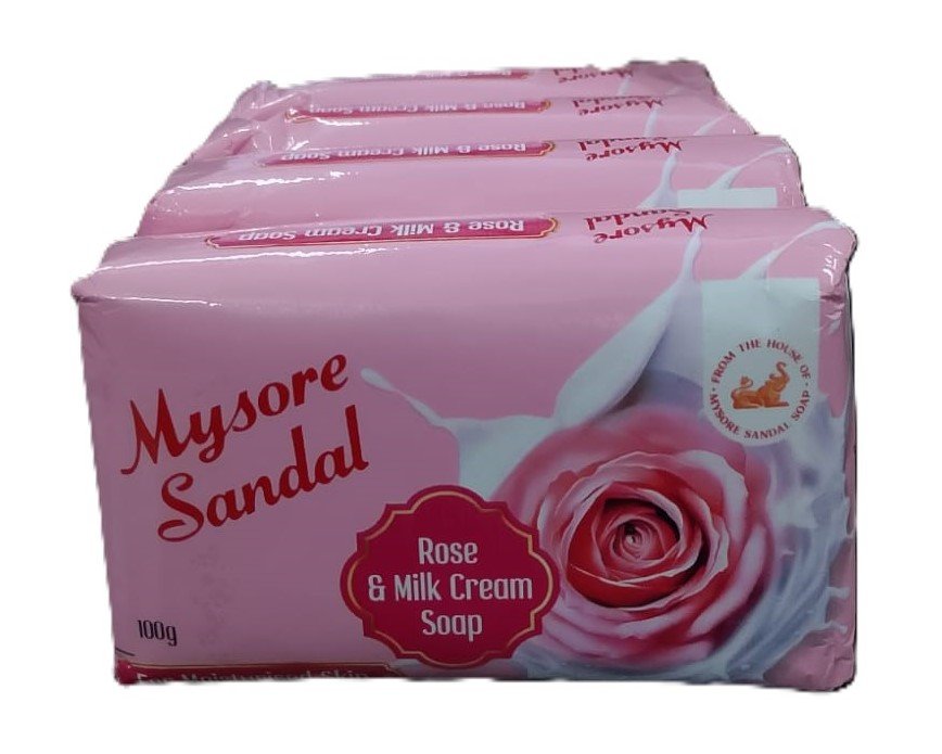 MYSORE SANDAL ROSE AND MILK CREAM SOAP 3+1 FREE 128GM