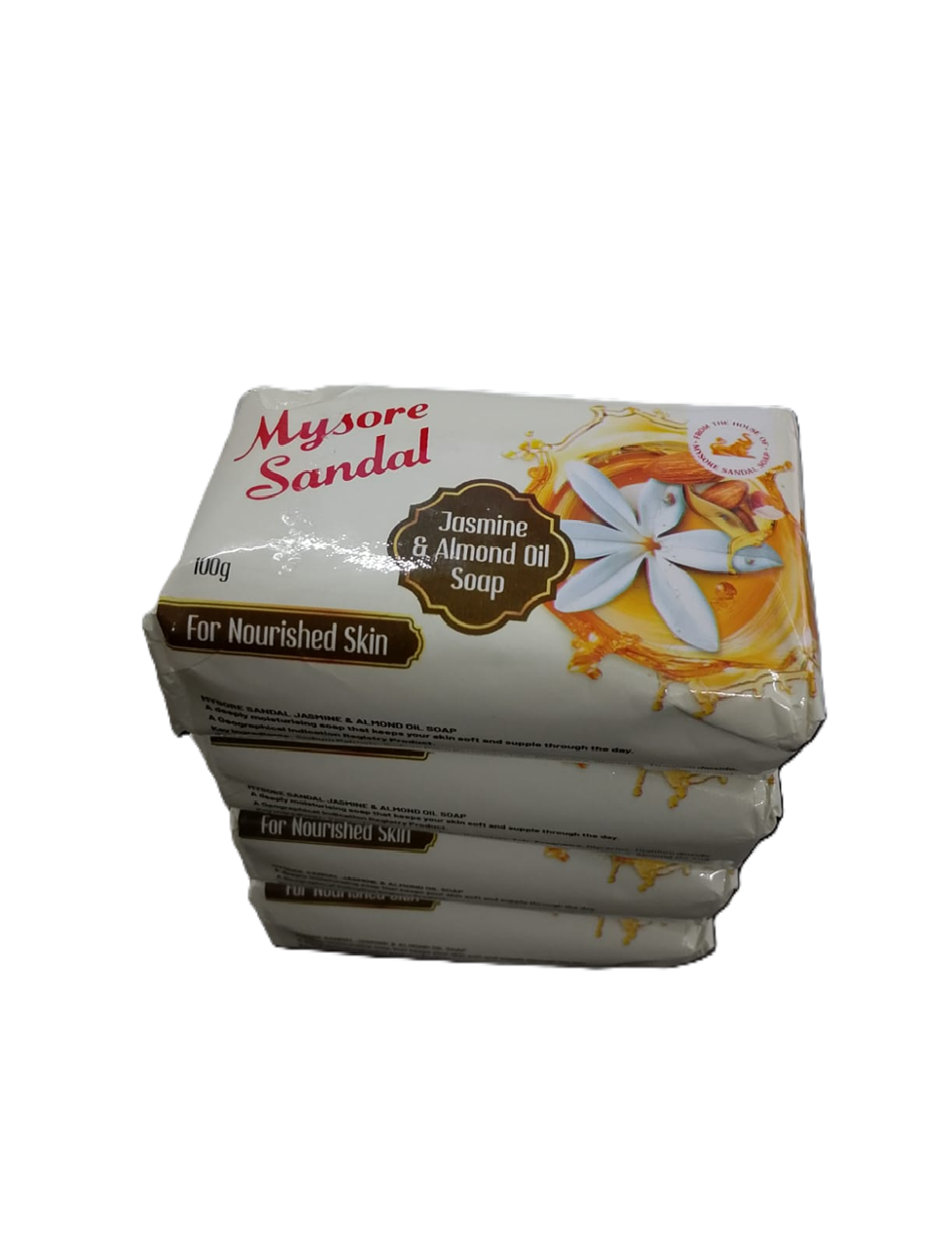 MYSORE SANDAL JASMINE AND ALMOND OIL SOAP 100G X 4